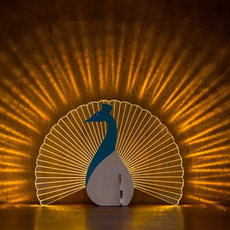🏠 Décoration lumineuse en bois & acrylique – Motif animal, veilleuse LED décorative