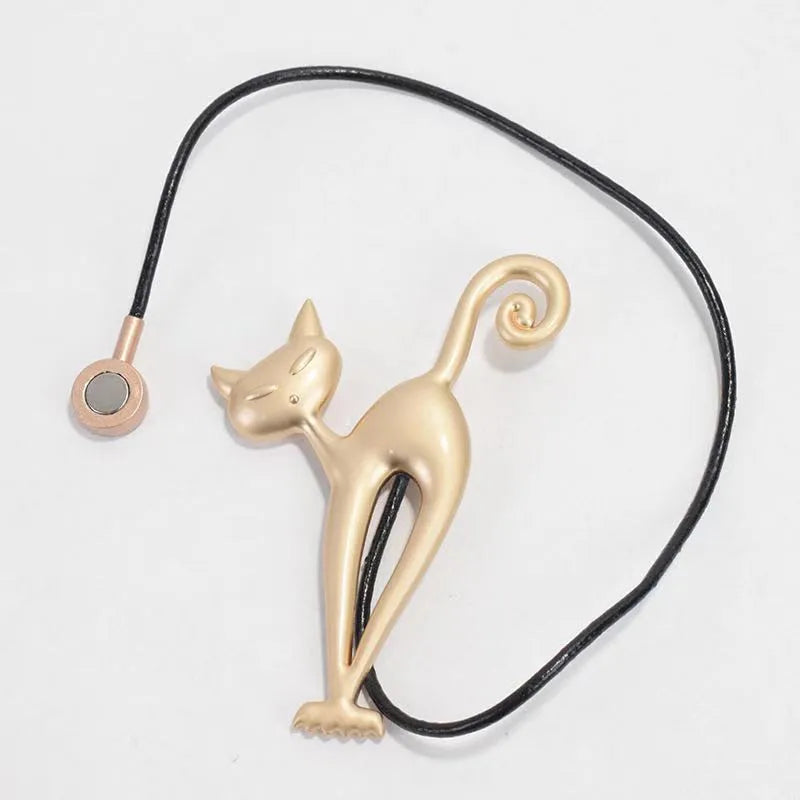 🏠 Embrasse de Rideau Magnétique – Motif Chat & Chien, Style Européen