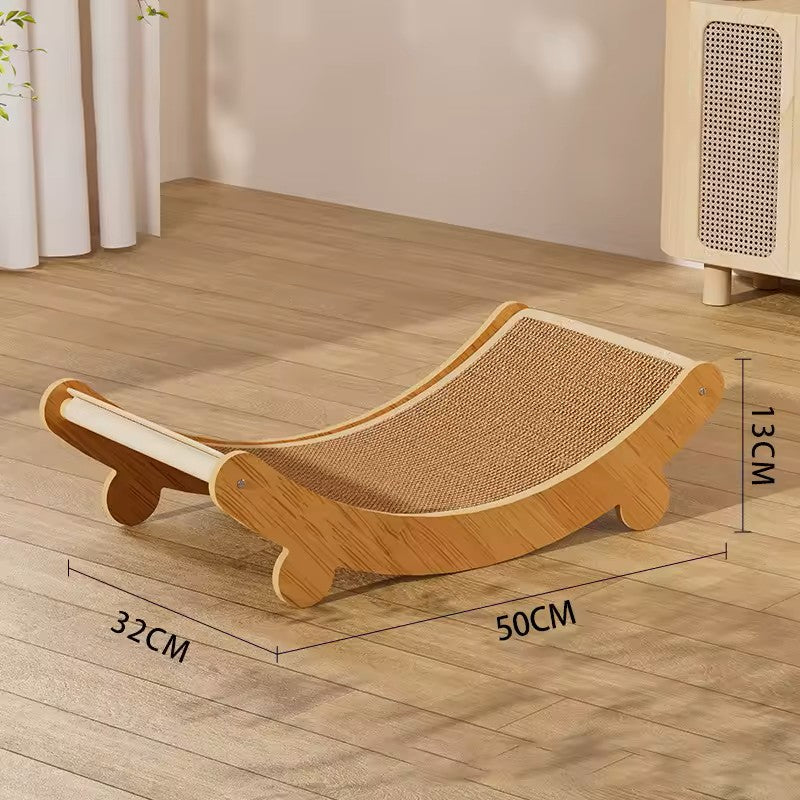 🐱 Hamac pour chat avec grattoir intégré en bois naturel – Confort & design élégant