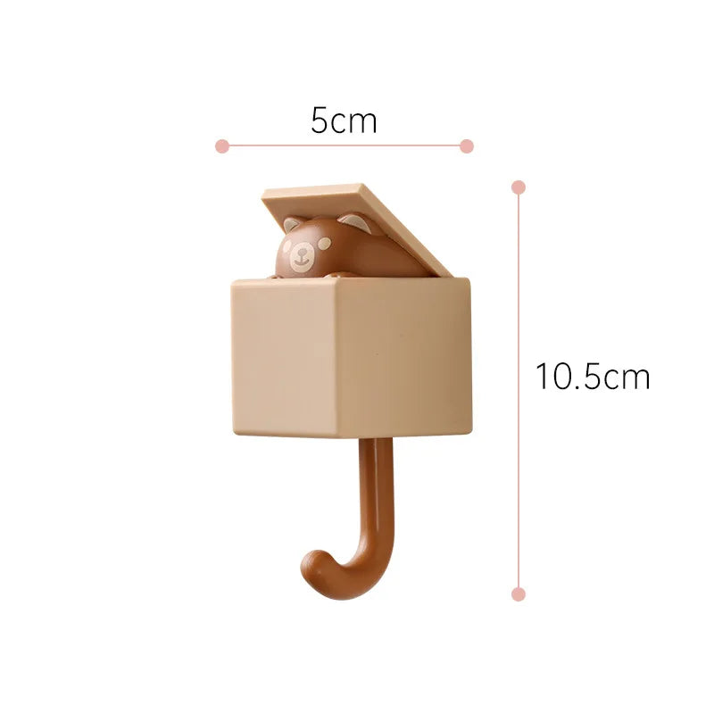 crochets muraux adhésifs en silicone en forme d’animaux mignons- dimensions sur le modèle marron