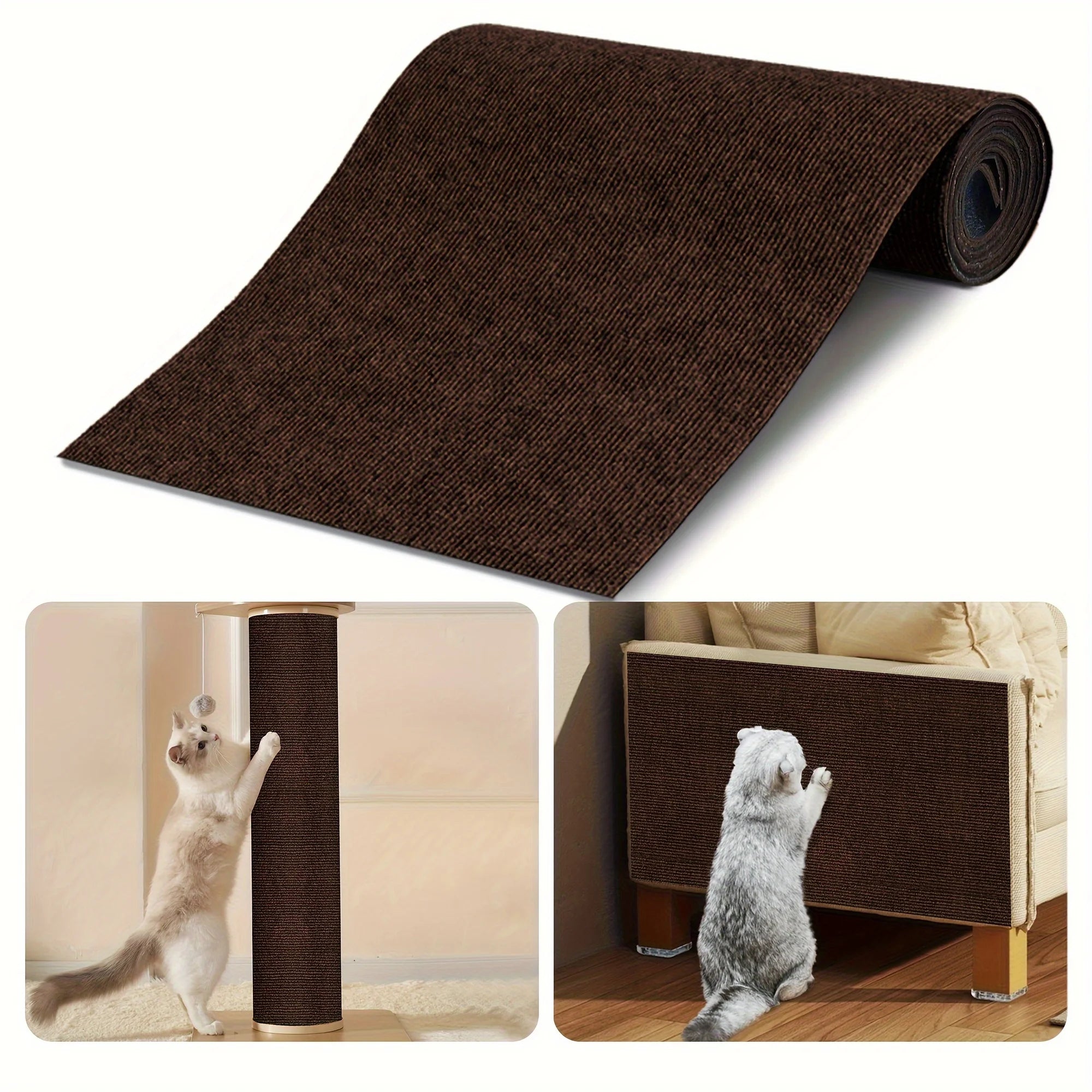 🐱 Tapis griffoir auto-adhésif découpable pour chat – Protège canapé & meubles 30×100 cm