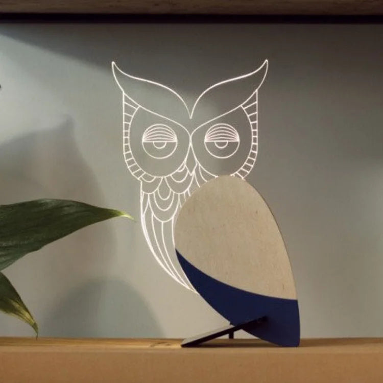 🏠 Décoration lumineuse en bois & acrylique – Motif animal, veilleuse LED décorative