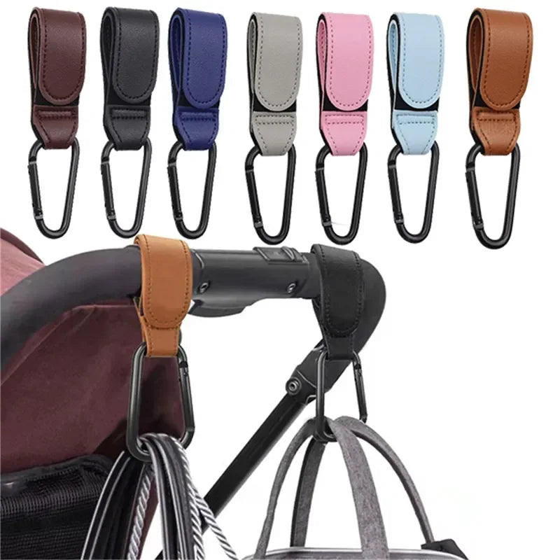 Crochet de poussette rotatif 360° en cuir PU pour landau et poussette