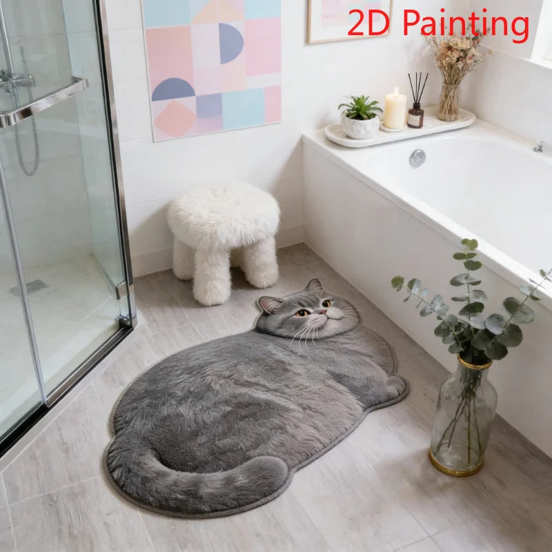 🏠 Tapis motif chat – Doux & antidérapant | Entrée, chambre & salle de bain