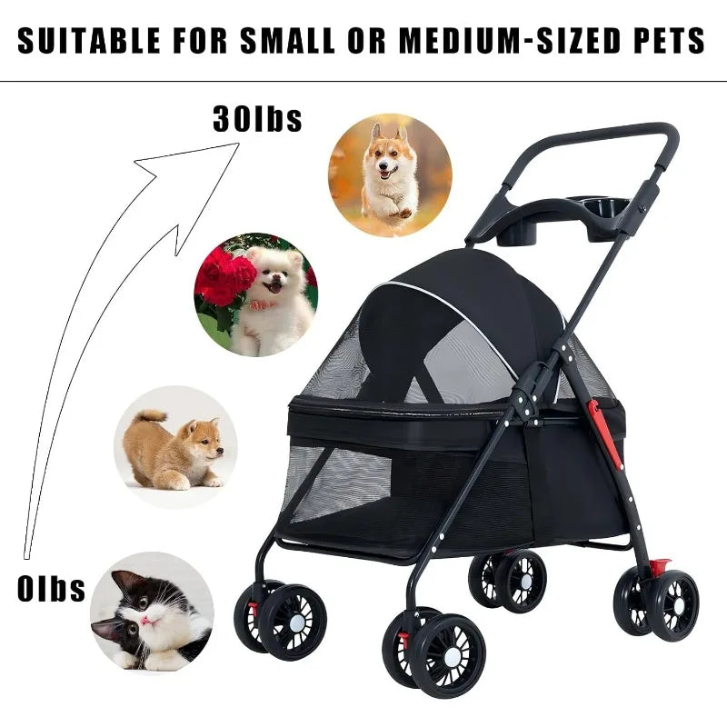 🐱🐶 Poussette légère et pliable pour chien et chat — compacte, adaptée aux voyages en plein air