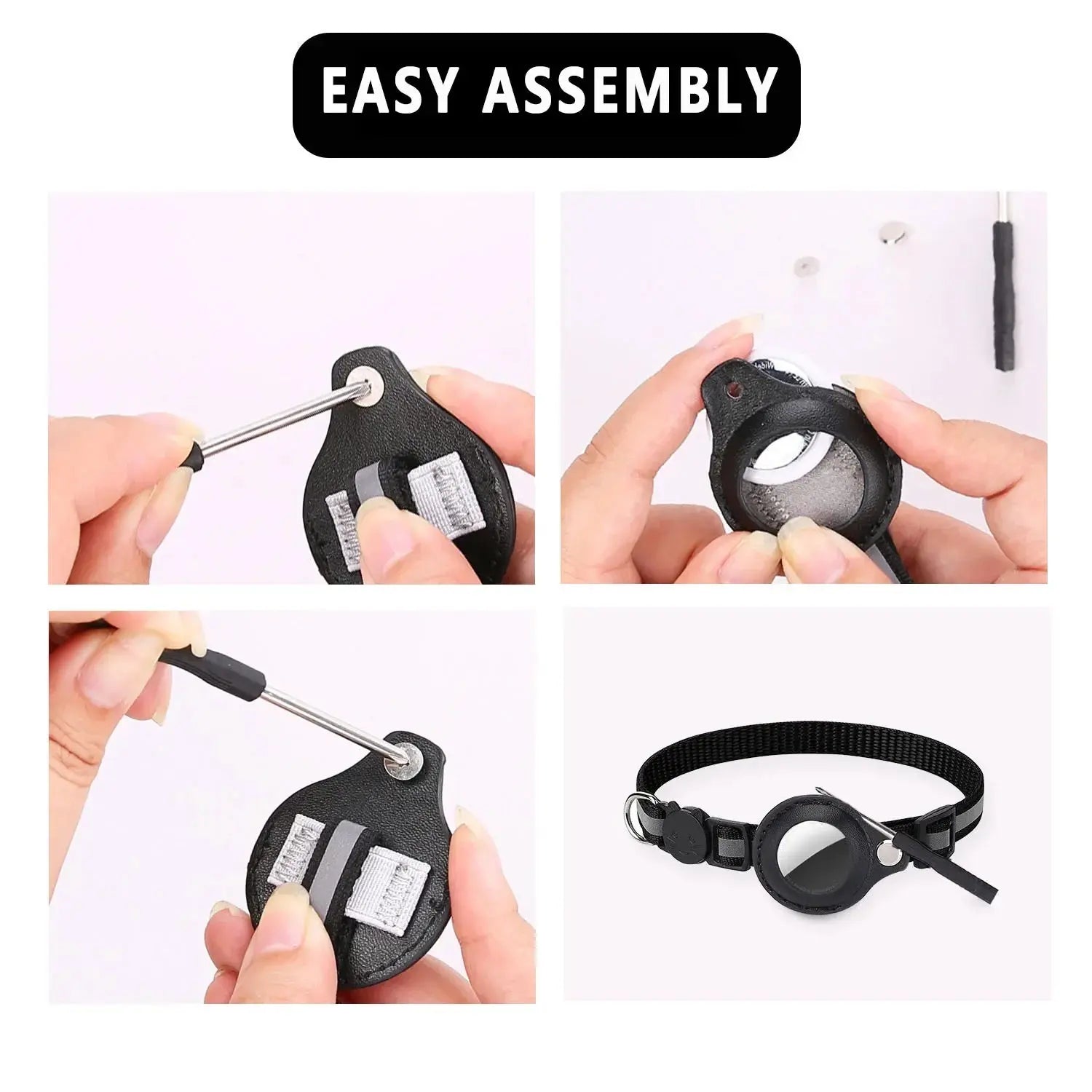 🐱 Collier AirTag chat avec bandes réfléchissantes détachables