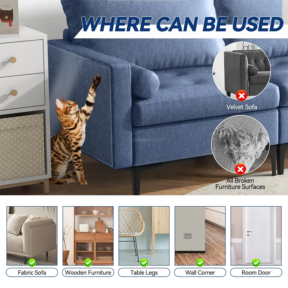 🐱 Ruban adhésif anti-griffures transparent pour chat – Protège canapé & meubles