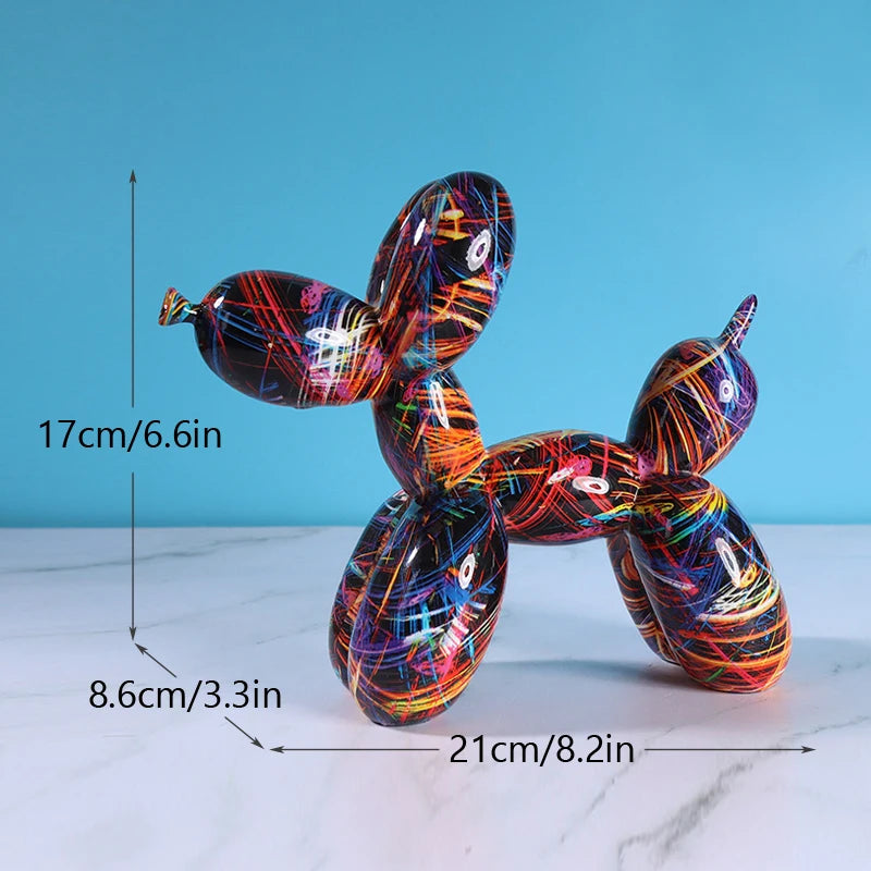 🏠 Statuette décorative chien graffiti en résine – Sculpture moderne pour intérieur