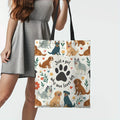 tote bag imprimé tendance avec son message «Just A Girl Who Loves Dogs» et ses illustrations de chiens adorables