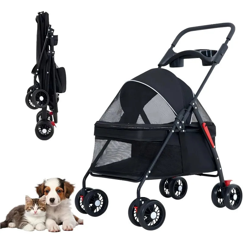 🐱🐶 Poussette légère et pliable pour chien et chat — compacte, adaptée aux voyages en plein air