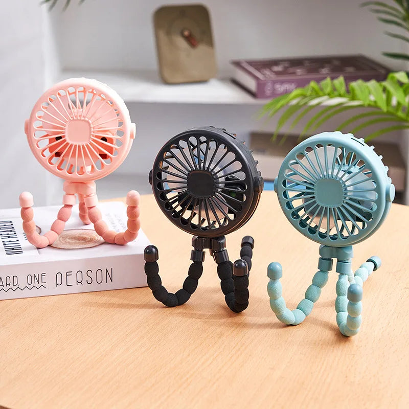 🏠 Mini ventilateur pieuvre portable rechargeable USB — batterie lithium, multifonctionnel