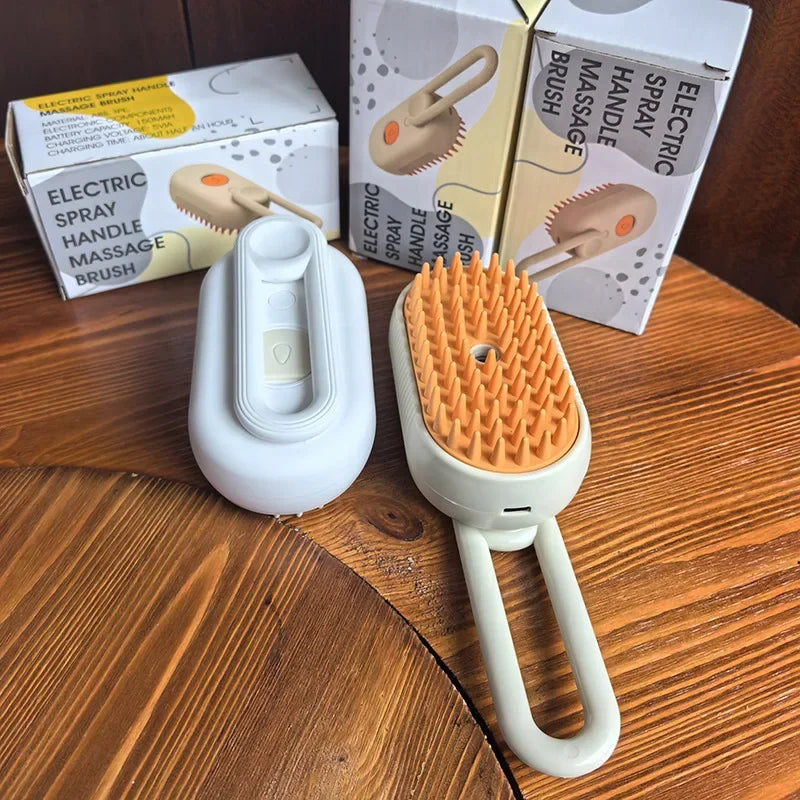 🐱🐶 Brosse vapeur 3-en-1 pour chat et chien – Démêlage, massage & nettoyage