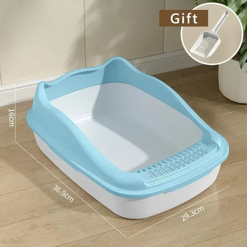 bac à litière à hauts rebords et design bleu