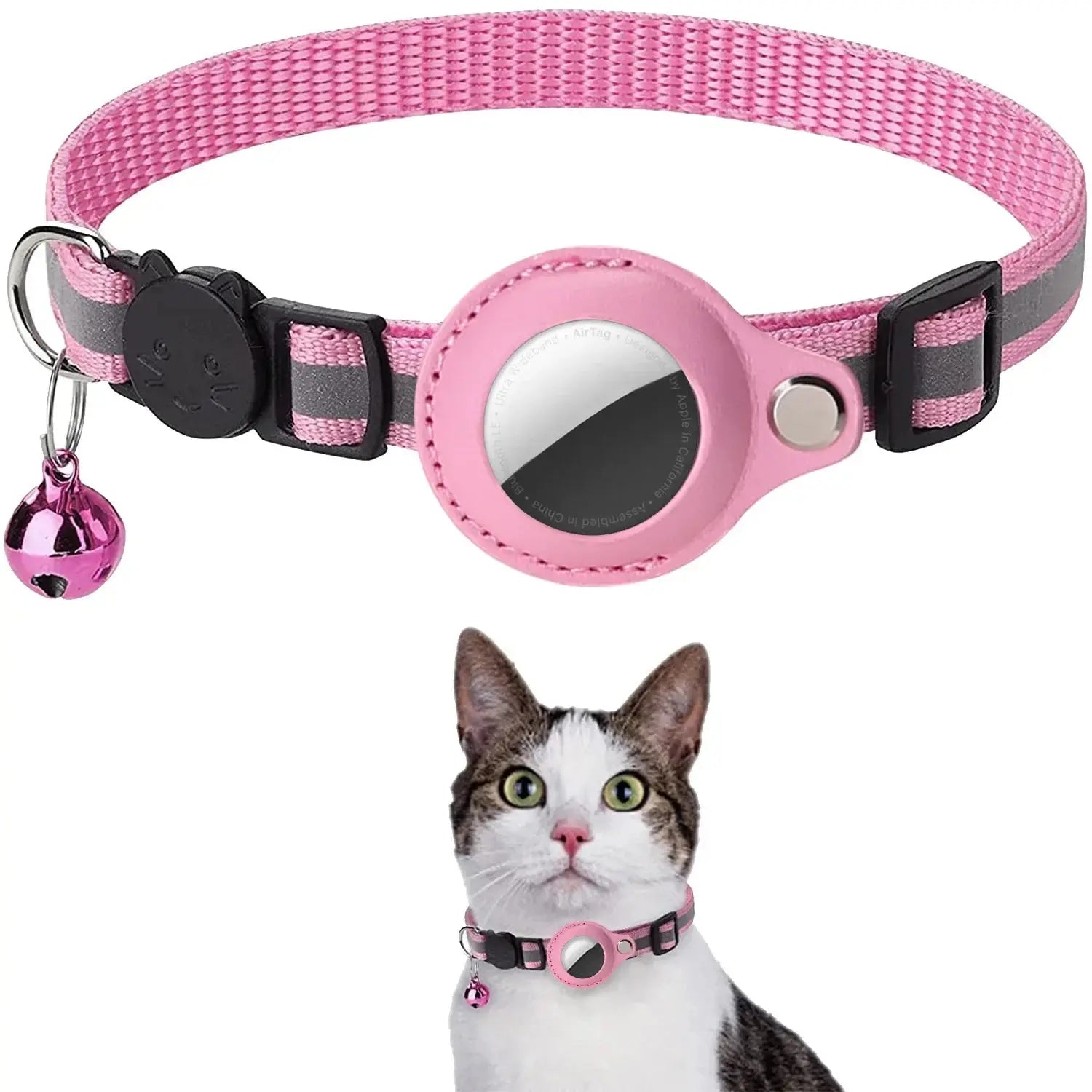🐱 Collier AirTag chat avec bandes réfléchissantes détachables