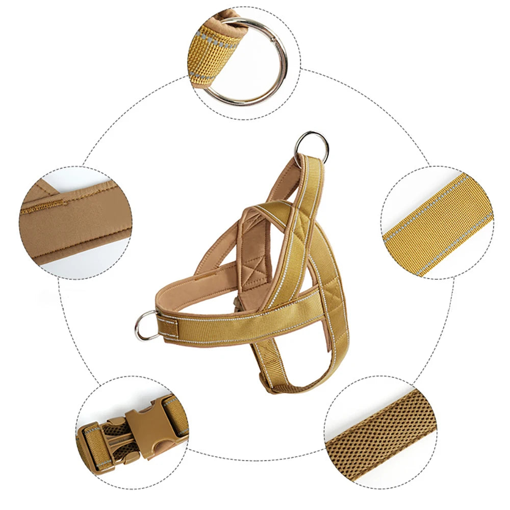 🐶 Harnais tactique anti-traction pour grand chien – Nylon 1000D, poignée & réfléchissant