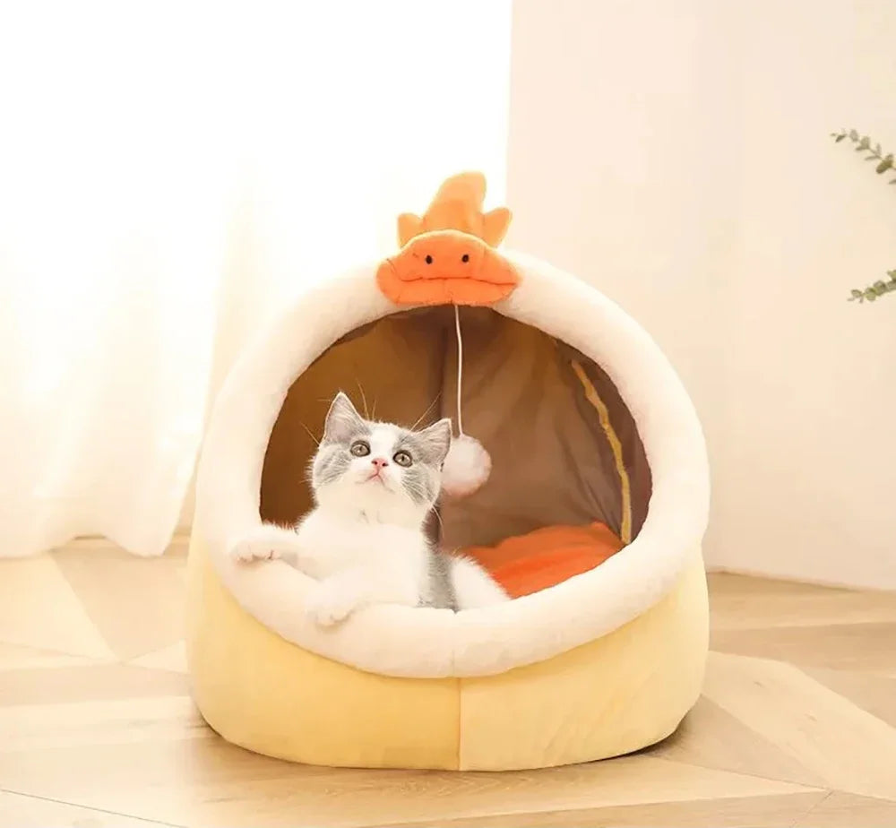 🐱 Coussin niche lavable pour chat & petit chien – Doux, chaud & confortable