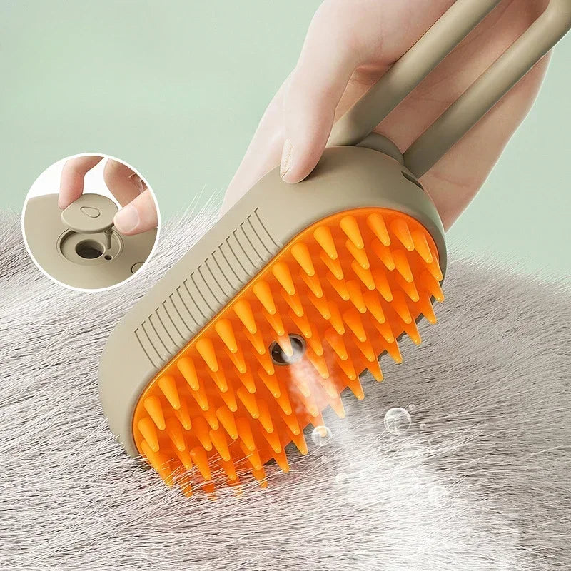 🐱🐶 Brosse vapeur 3-en-1 pour chat et chien – Démêlage, massage & nettoyage