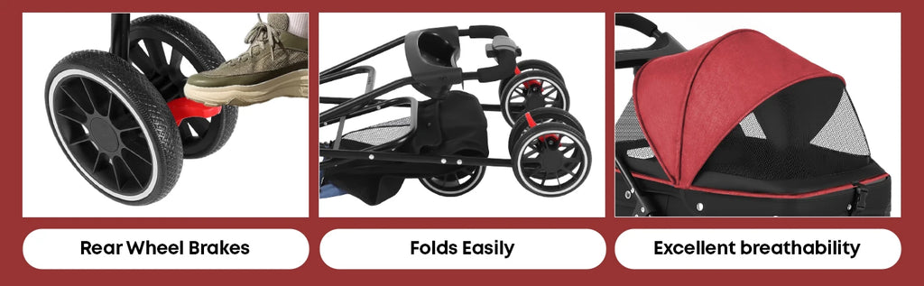 🐱🐶 Poussette 3 roues pliable pour chien et chat — auvent en maille respirante, transport voyage