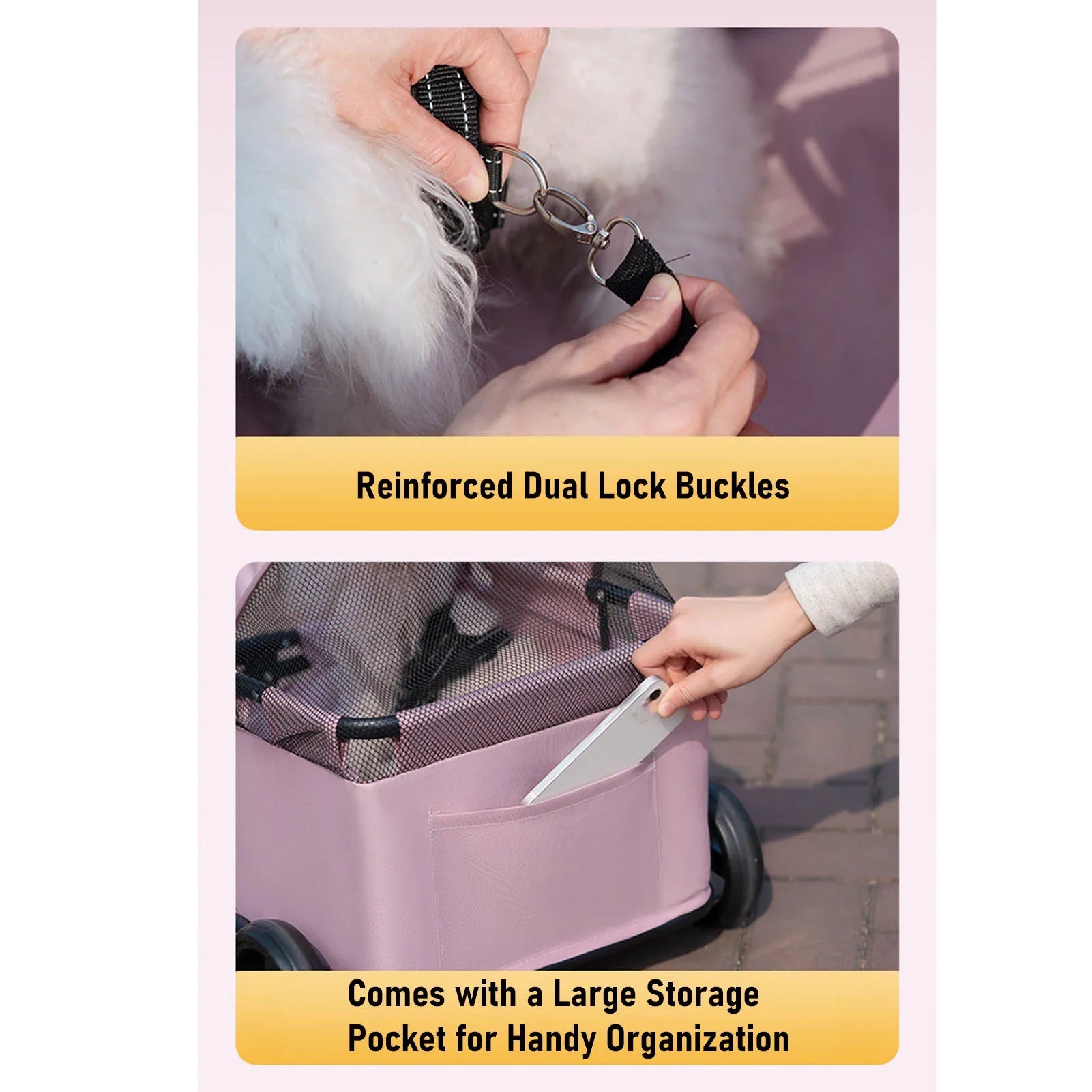 Poussette multifonctionnelle pliable pour chien et chat — auvent, 4 roues, légère