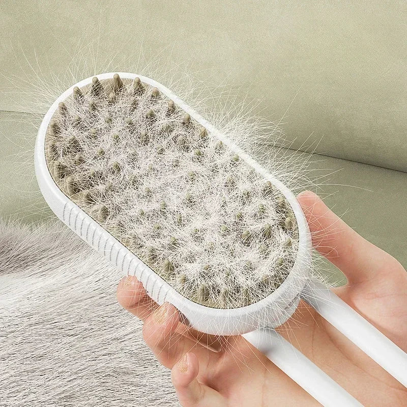 🐱🐶 Brosse vapeur 3-en-1 pour chat et chien – Démêlage, massage & nettoyage