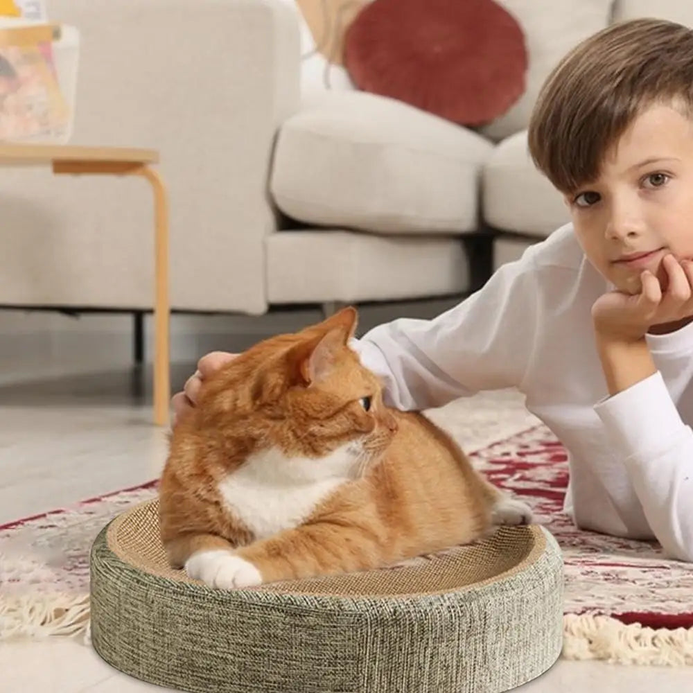 🐱 Griffoir Ovale 2-en-1 pour Chat – Sisal Naturel, Lit & Griffe | Protège Meubles