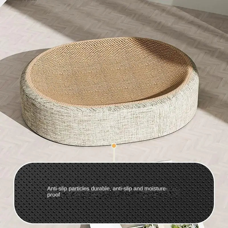 🐱 Griffoir Ovale 2-en-1 pour Chat – Sisal Naturel, Lit & Griffe | Protège Meubles
