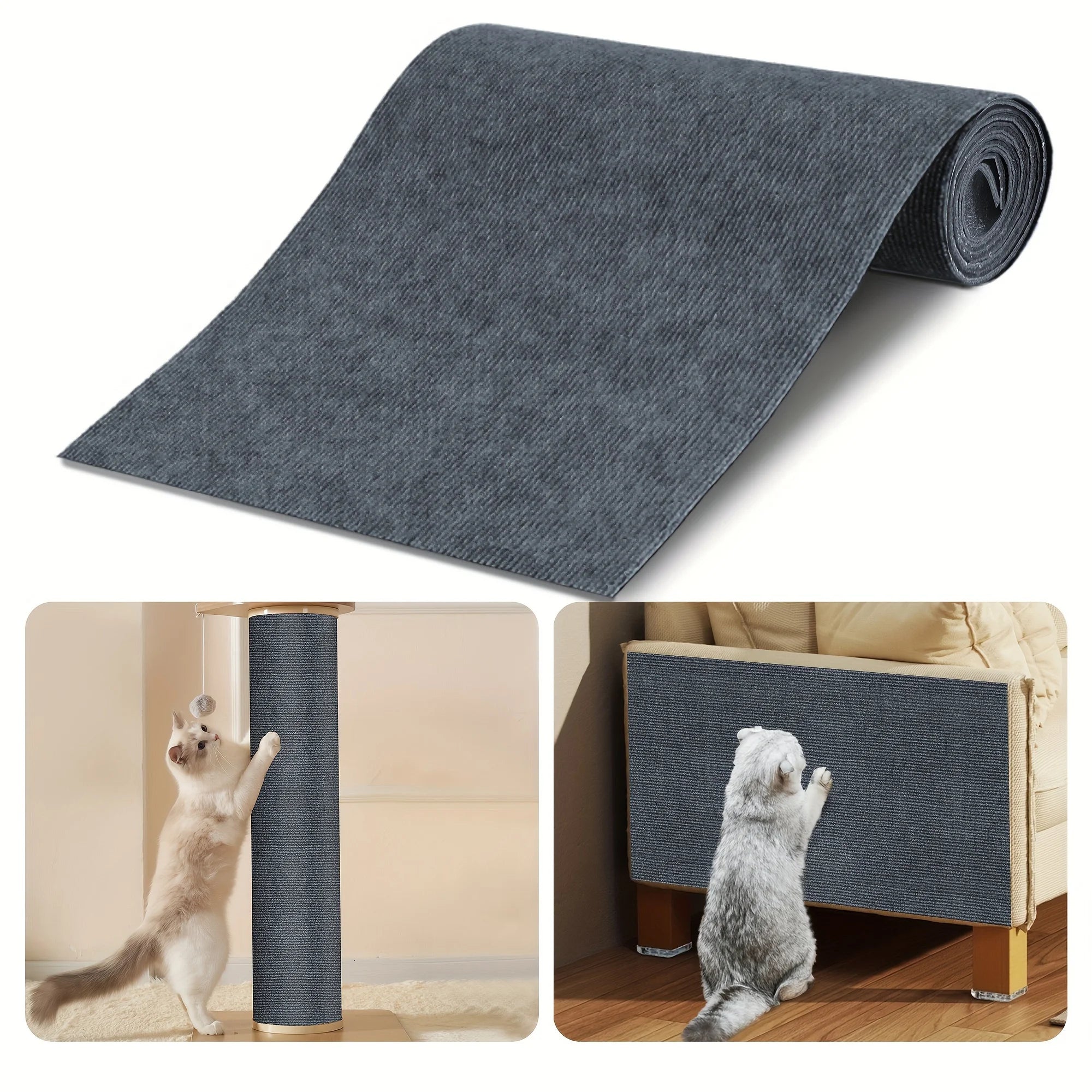 🐱 Tapis griffoir auto-adhésif découpable pour chat – Protège canapé & meubles 30×100 cm