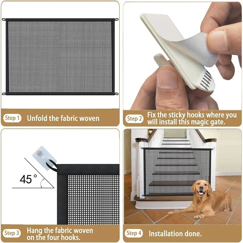 Barrière de Sécurité Pliable pour Chien – Filet Respirant- mode d'emploi