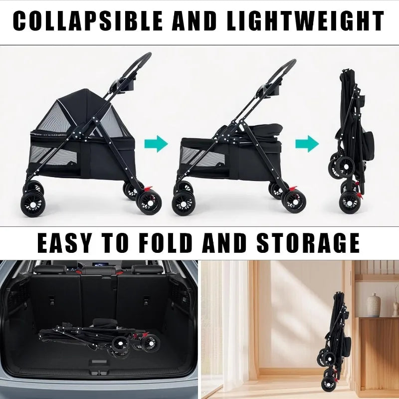 🐱🐶 Poussette légère et pliable pour chien et chat — compacte, adaptée aux voyages en plein air