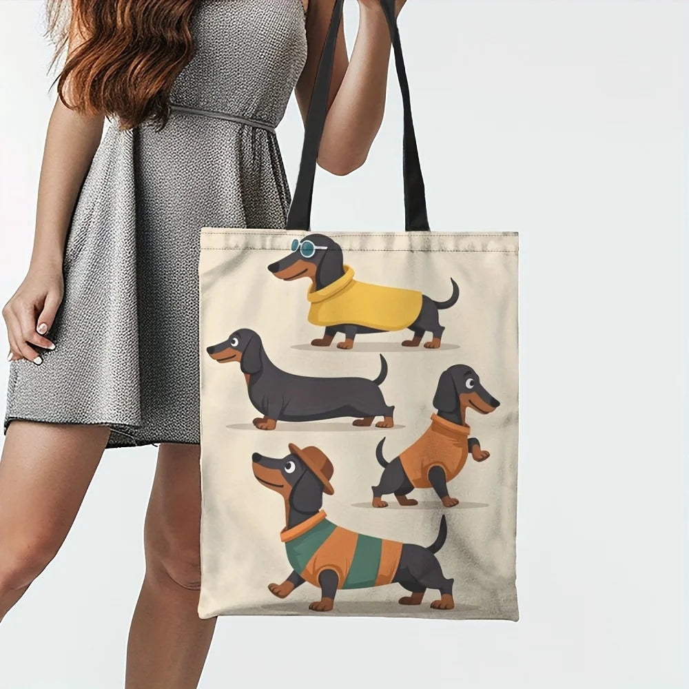 tote bag à imprimé teckel chic