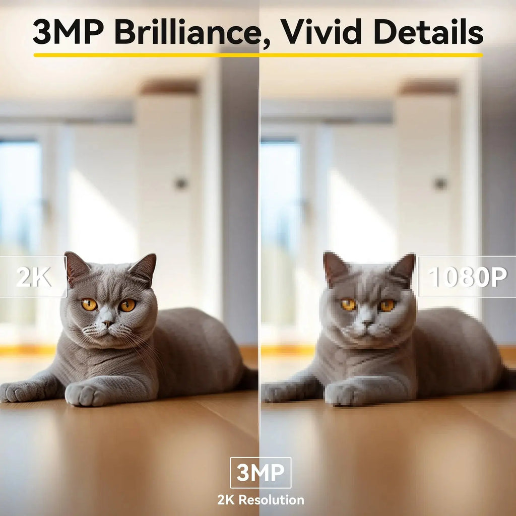 🐱🐶 Caméra WiFi 3MP Ultra HD – Surveillance intérieure, vision nocturne & rotation 360°