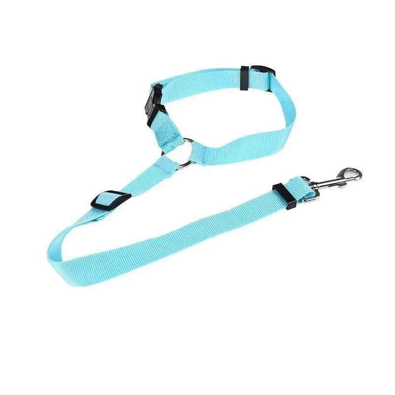 🐶 Ceinture sécurité voiture 2-en-1 pour chien – Laisse & harnais nylon réglable