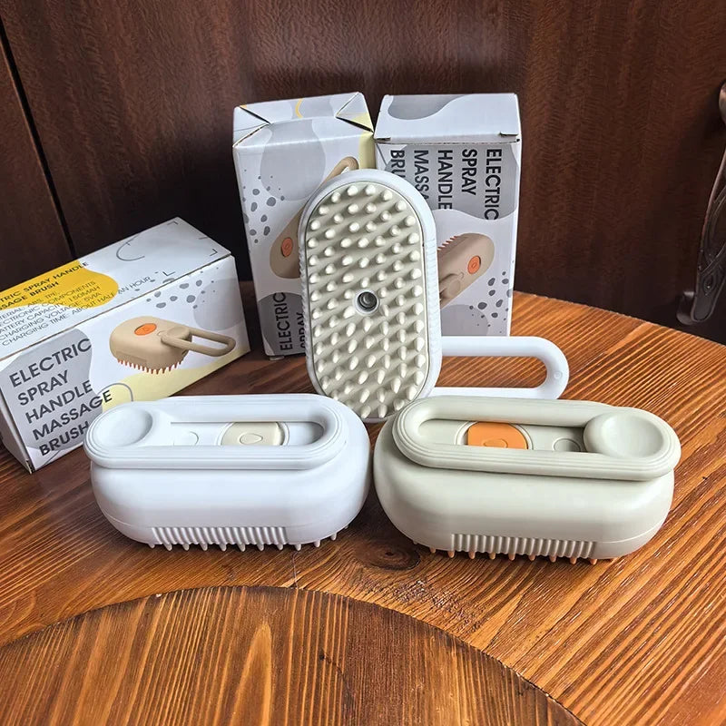 🐱🐶 Brosse vapeur 3-en-1 pour chat et chien – Démêlage, massage & nettoyage