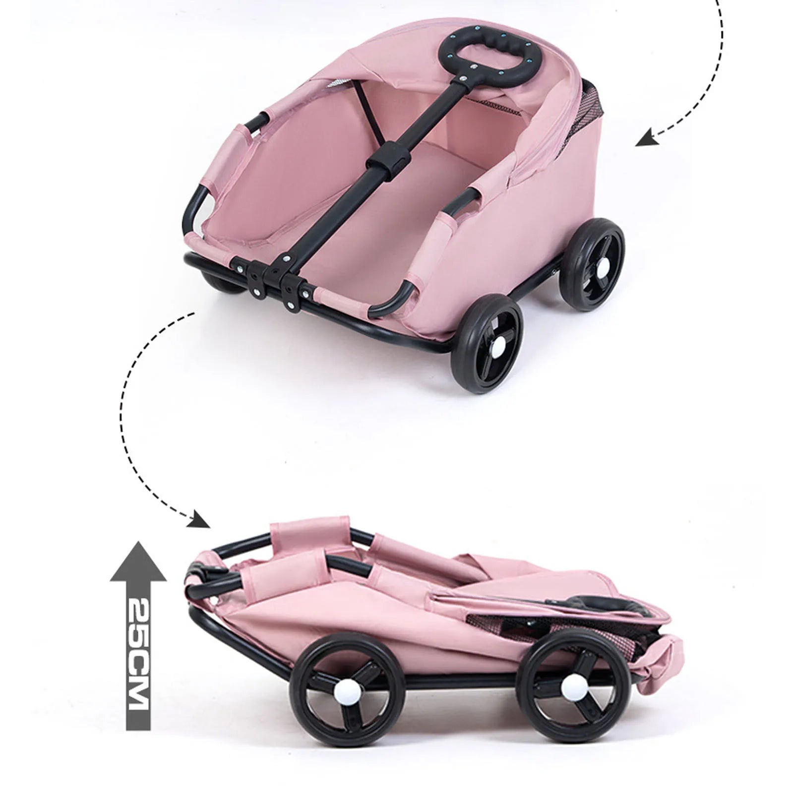 Poussette multifonctionnelle pliable pour chien et chat — auvent, 4 roues, légère