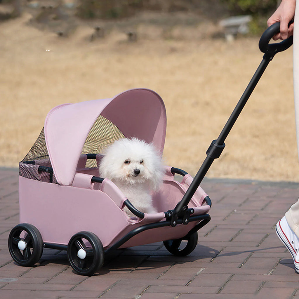 Poussette multifonctionnelle pliable pour chien et chat — auvent, 4 roues, légère