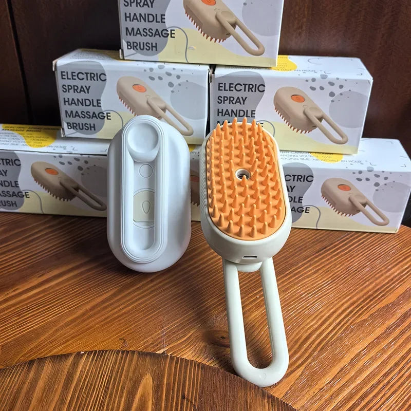 🐱🐶 Brosse vapeur 3-en-1 pour chat et chien – Démêlage, massage & nettoyage