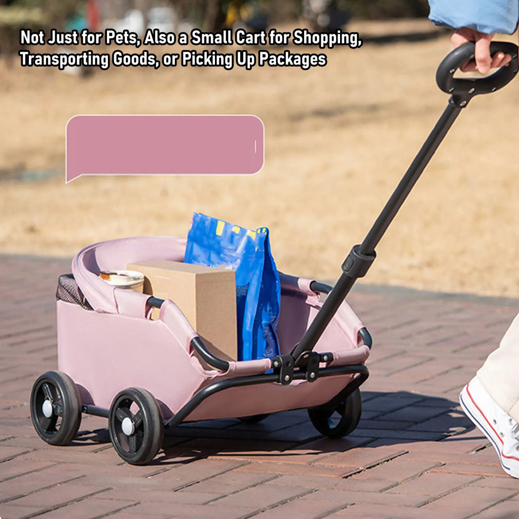 Poussette multifonctionnelle pliable pour chien et chat — auvent, 4 roues, légère