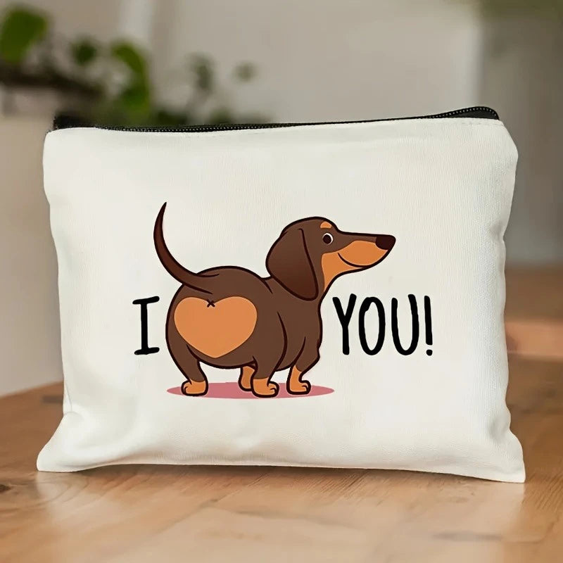 🏠 Trousse cosmétique saucisse cartoon – Pochette zippée originale & cadeau rigolo