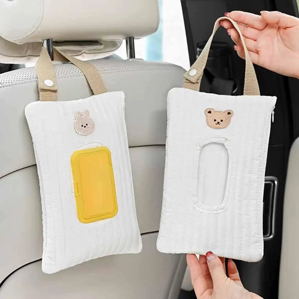 🏠 Sac à mouchoirs portable – Motif animal, idéal pour poussette & voiture