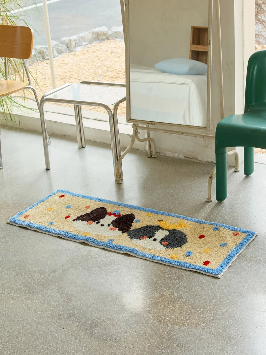Tapis motif chat imitation cachemire 