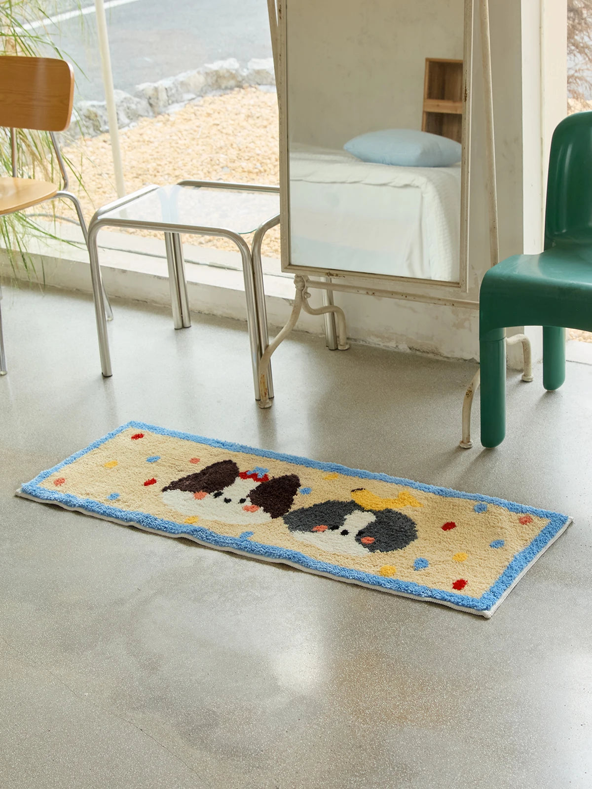 Tapis motif chat imitation cachemire 