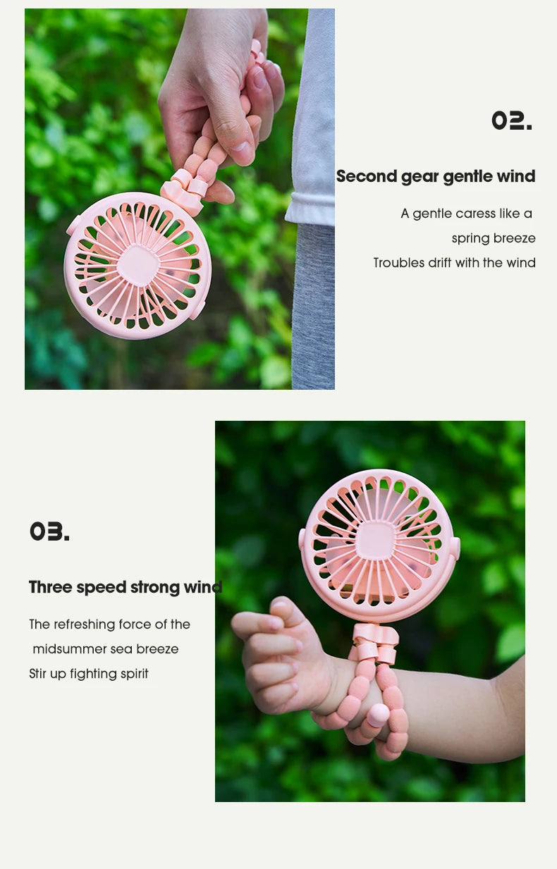 🏠 Ventilateur portable à clipser pour poussette – Mini ventilateur USB oscillant avec trépied flexible