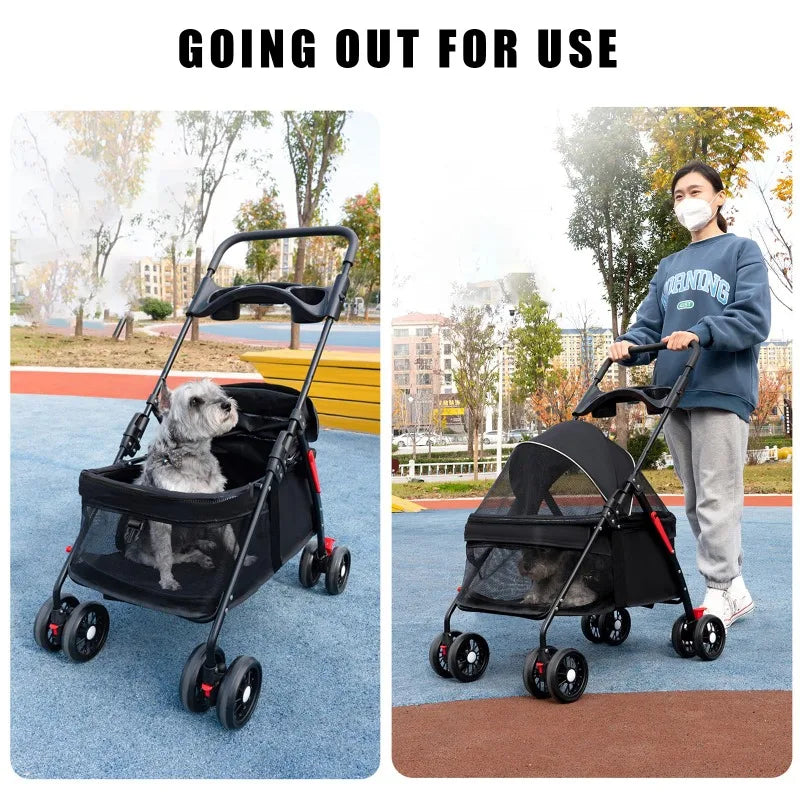 Poussette légère et pliable pour chien et chat — compacte, adaptée aux voyages en plein air