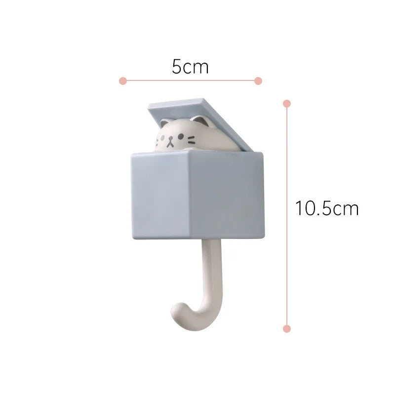 crochets muraux adhésifs en silicone en forme d’animaux mignons- dimensions sur le modèle bleu