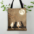 🏠 Tote bag lune & chat grande capacité – Sac cabas esthétique