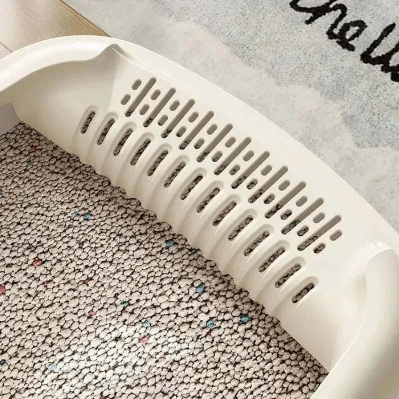 🐱 Bac à litière ouvert pour chat – Hauts rebords anti-éclaboussures avec pelle