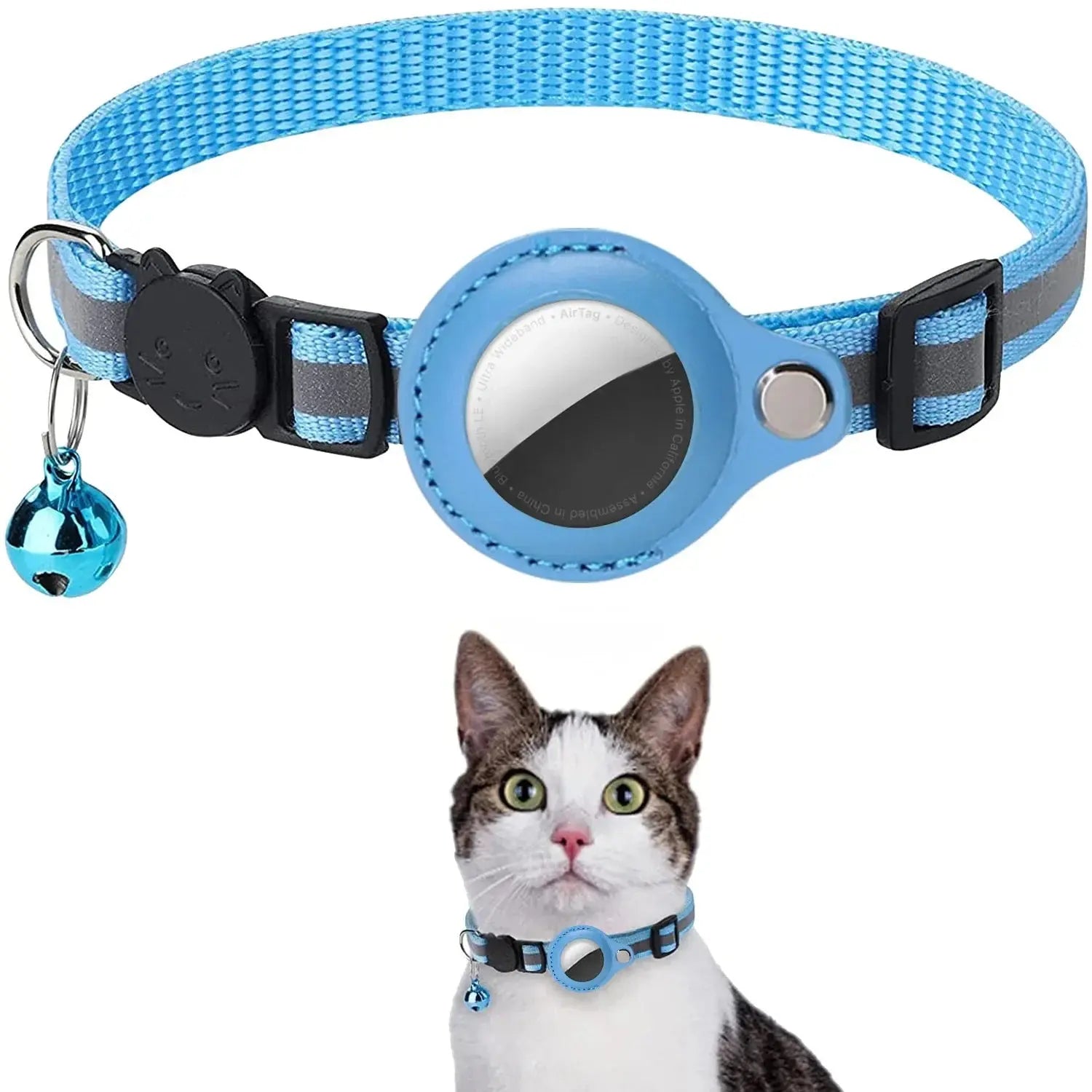 🐱 Collier AirTag chat avec bandes réfléchissantes détachables