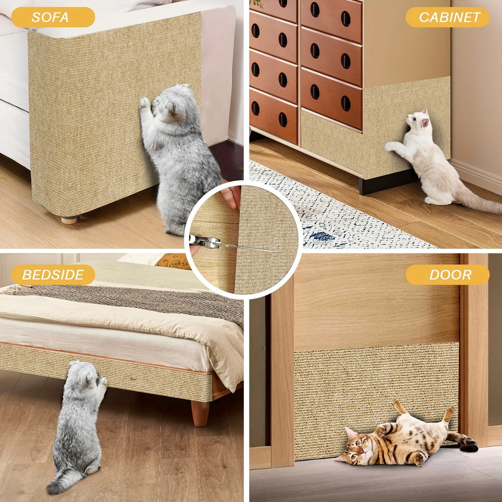 🐱 Tapis griffoir auto-adhésif découpable pour chat – Protège canapé & meubles 30×100 cm