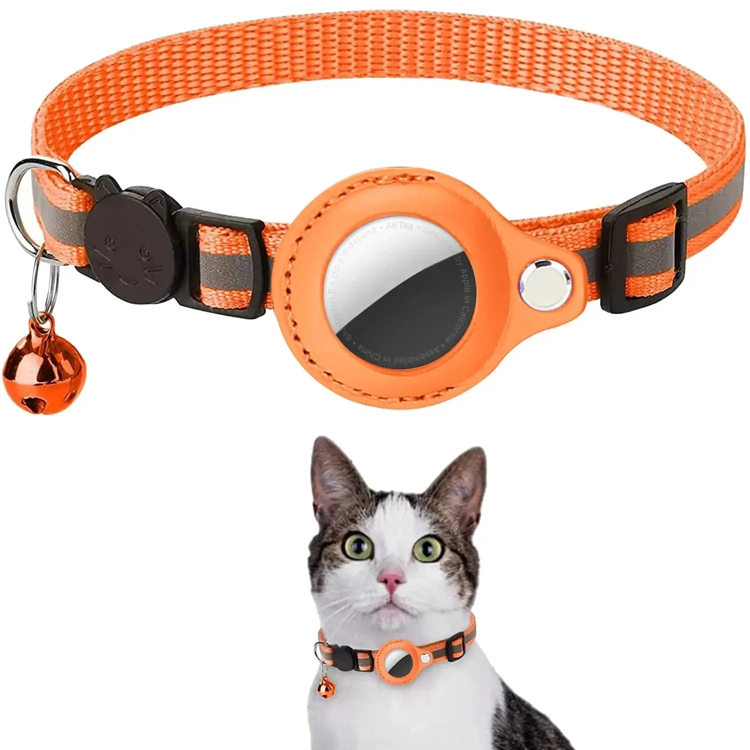🐱 Collier AirTag chat avec bandes réfléchissantes détachables