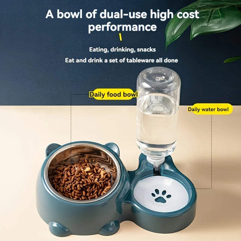 🐱🐶 Gamelle inclinée 15° avec distributeur d'eau – Chat & Chien, sans pile